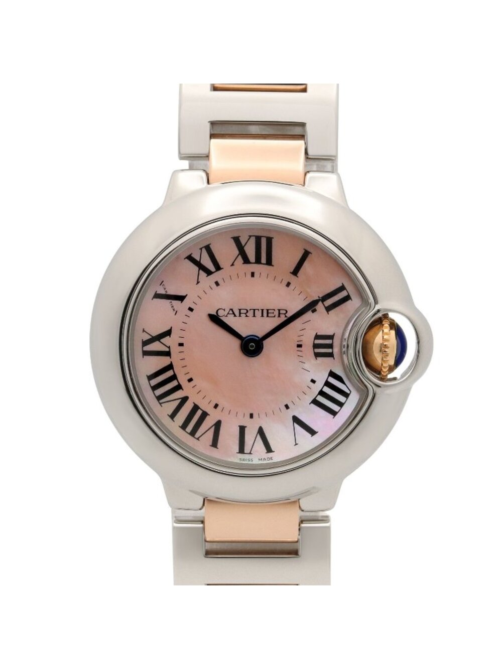 Cartier Watch Ballon Bleu SM Pink Shell 18k Gold Stainless Steel